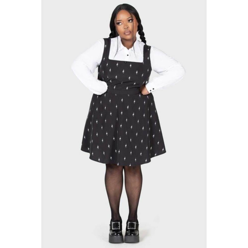 killstar little storm cloud pinafore dress skull print plus size - Picture 1 of 3